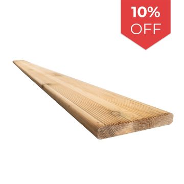Snowdon Timber Treated Reject Extra-Wide Decking Board (T) 21mm (W) 145mm (L) 2.4m - Pack of 10