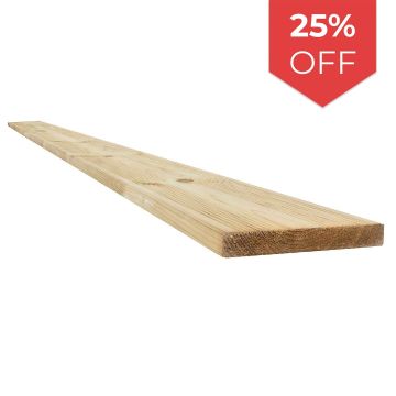 Snowdon Timber Treated Reject Extra-Wide Decking Board (T) 27mm (W) 145mm (L) 2.4m - Pack of 8