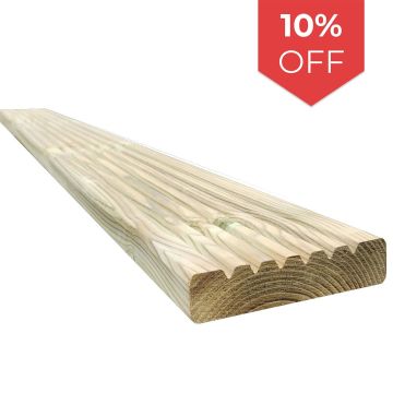 Snowdon Timber Treated Decking Board (T) 28mm (W) 120mm (L) 2.4m - Pack of 10