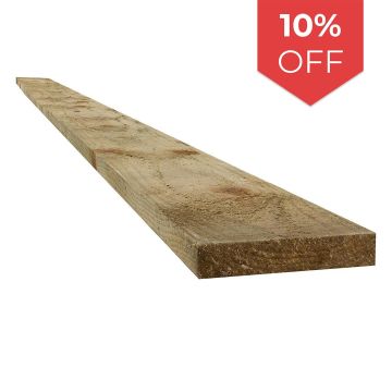 Snowdon Timber Treated 4x1" Fence Board (T) 22mm (W) 100mm (L) 2.4m - Pack of 10
