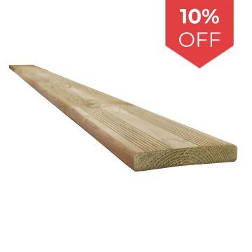 Snowdon Timber Treated Decking Board 10 Pack (L) 2.4m (W) 120mm (T) 21mm