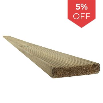 Snowdon Timber Treated Decking Board (T) 19mm (W) 95mm (L) 2.4m - Pack of 10