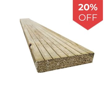 Snowdon Timber Treated Reject Decking Board (T) 25mm (W) 120mm (L) 2.4m - Pack of 10