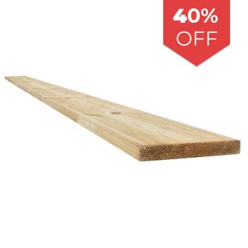 Snowdon Timber Treated Reject Extra-Wide Decking Board (T) 27mm (W) 145mm (L) 2.4m - Pack of 8