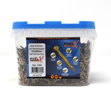 Axel High Performance Woodscrews (Dia) 4.0mm (L) 30mm - Tub of 1400
