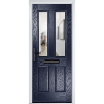 Crystal GRP Front door Carnoustie Blue 890mm x 2090mm Open in Right hand Clear Glass
