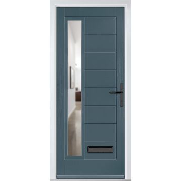 Crystal GRP Front door Monza Left Slate Grey 920mm x 2090mm Open in Left hand Clear Glass