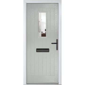 Crystal GRP Front door Sunningdale Agate Grey 920mm x 2090mm Open in Left hand Clear Glass
