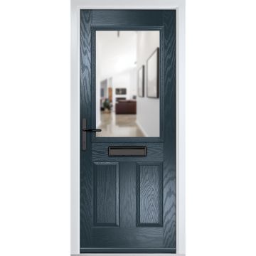Crystal GRP Front door Lytham Anthracite Grey 920mm x 2090mm Open in Right hand Clear Glass