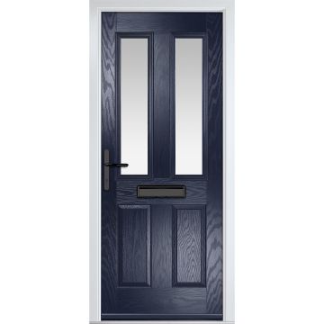 Crystal GRP Front door Carnoustie Blue 890mm x 2090mm Open in Right hand Stipolytte Glass