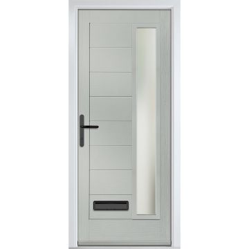 Crystal GRP Front door Monza Right Agate Grey 920mm x 2090mm Open in Right hand Stipolytte Glass
