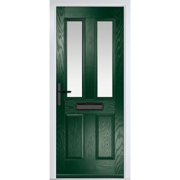 Crystal GRP Front door Carnoustie Green 920mm x 2090mm Open in Right hand Stipolytte Glass