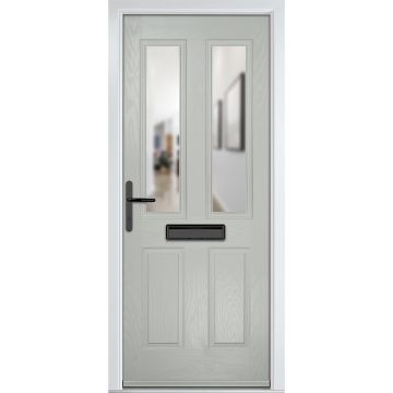 Crystal GRP Front door Carnoustie Agate Grey 920mm x 2090mm Open in Right hand Clear Glass