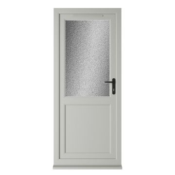 Crystal uPVC Triple Glazed Single Door Half panel Agate/White LH Obscure Glazing