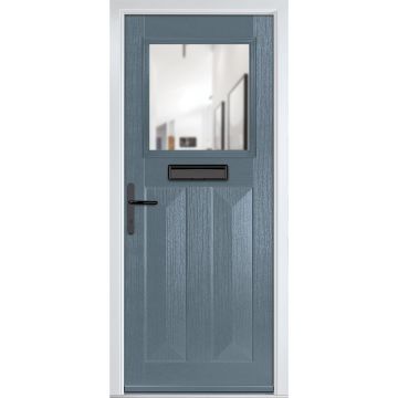 Crystal GRP Front door Eaton Slate Grey 890mm x 2090mm Open in Right hand Clear Glass