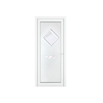 Crystal uPVC Front Door Small diamond Glass Hamburg White Left Hand Obscure Glass 920x2090mm