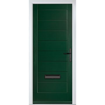 Crystal GRP Front door Monza Solid Green 920mm x 2090mm Open in Left hand No Glass