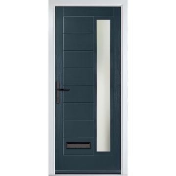 Crystal GRP Front door Monza Right Anthracite Grey 890mm x 2090mm Open in Right hand Stipolytte Glass