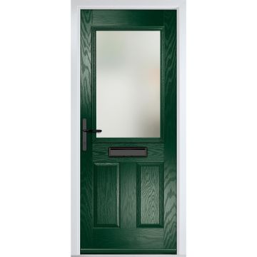 Crystal GRP Front door Lytham Green 920mm x 2090mm Open in Right hand Stipolytte Glass