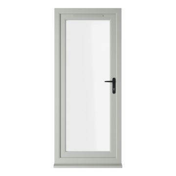 Crystal uPVC Single Door Full Glass Left hand Open In Agate/White Clear Glazing