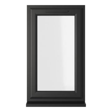 Crystal uPVC Window Double Glazed Black/White A Rated Left Hand Side Hung Clear Glazing