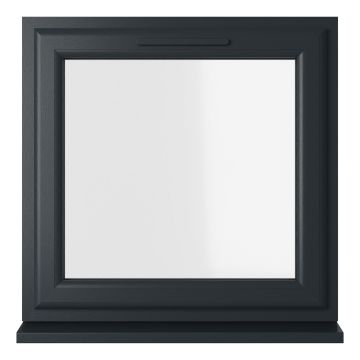 Crystal uPVC Window Grey 7016 external White Internal A Rated Top Opener Clear Glazing