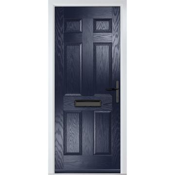 Crystal GRP Front door Muirfield solid Blue 920mm x 2090mm Open in Left hand None Glass