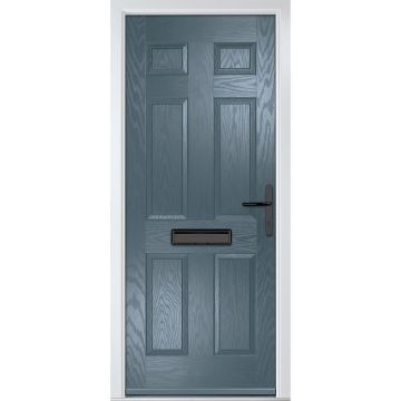 Crystal GRP Front door Muirfield solid Slate Grey 890mm x 2090mm Open in Left hand None Glass