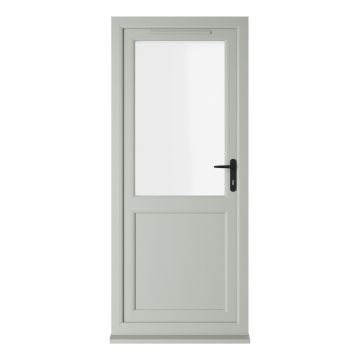 Crystal uPVC Triple Glazed Single Door Half panel Agate/White LH Clear Glazing
