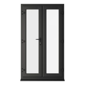Crystal uPVC Double Glazed French Door Left hand master Black/White Clear Glass