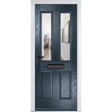 Crystal GRP Front door Carnoustie Anthracite Grey 920mm x 2090mm Open in Right hand Clear Glass