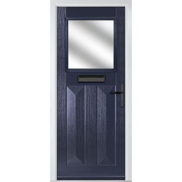 Crystal GRP Front door Eaton Blue 890mm x 2090mm Open in Left hand Stipolytte Glass
