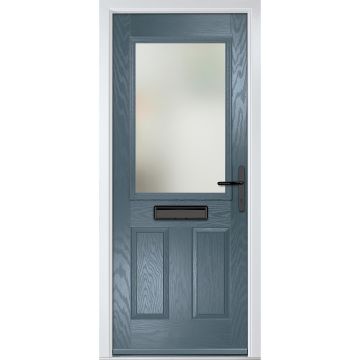 Crystal GRP Front door Lytham Slate Grey 920mm x 2090mm Open in Left hand Stipolytte Glass