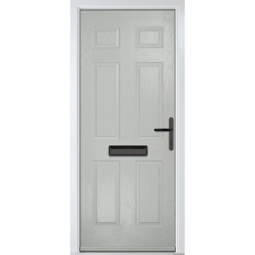 Crystal GRP Front door Muirfield solid Agate Grey 890mm x 2090mm Open in Left hand None Glass