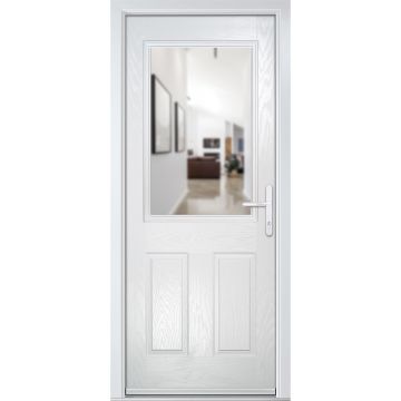 Crystal GRP Front door Back Door White 890mm x 2090mm Open in Left hand Clear Glass