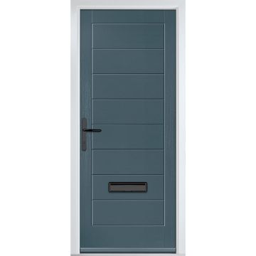 Crystal GRP Front door Monza Solid Slate Grey 890mm x 2090mm Open in Right hand No Glass