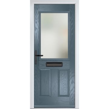 Crystal GRP Front door Lytham Slate Grey 920mm x 2090mm Open in Right hand Stipolytte Glass