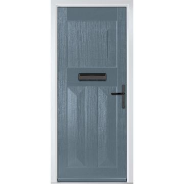 Crystal GRP Front door Eaton Solid Slate Grey 920mm x 2090mm Open in Left hand None Glass