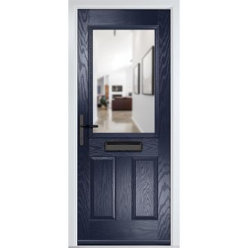 Crystal GRP Front door Lytham Blue 890mm x 2090mm Open in Right hand Clear Glass