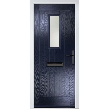 Crystal GRP Front door Sunningdale Blue 920mm x 2090mm Open in Left hand Stipolytte Glass