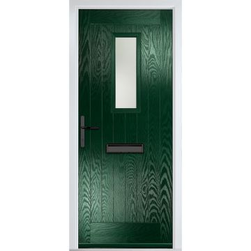 Crystal GRP Front door Sunningdale Green 920mm x 2090mm Open in Right hand Stipolytte Glass