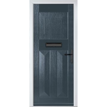 Crystal GRP Front door Eaton Solid Anthracite Grey 890mm x 2090mm Open in Left hand None Glass