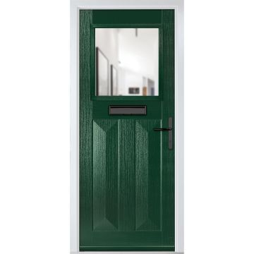 Crystal GRP Front door Eaton Green 890mm x 2090mm Open in Left hand Clear Glass