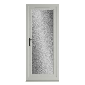 Crystal uPVC Triple Glazed Single Door Full glass Agate/White RH Obscure Glazing