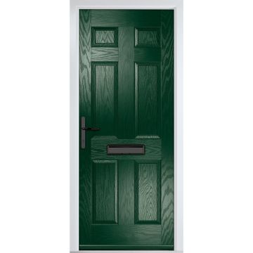 Crystal GRP Front door Muirfield solid Green 920mm x 2090mm Open in Right hand None Glass