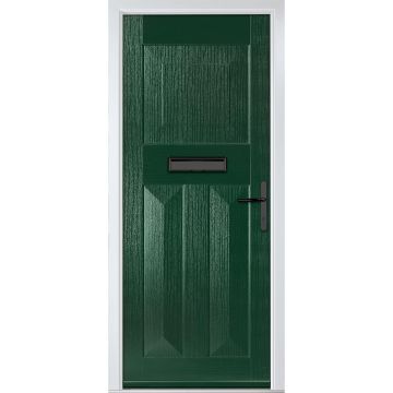 Crystal GRP Front door Eaton Solid Green 920mm x 2090mm Open in Left hand None Glass