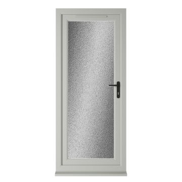 Crystal uPVC Triple Glazed Single Door Full glass Agate/White LH Obscure Glazing