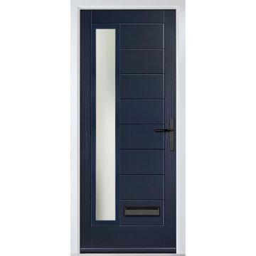 Crystal GRP Front door Monza Left Blue 920mm x 2090mm Open in Left hand Stipolytte Glass