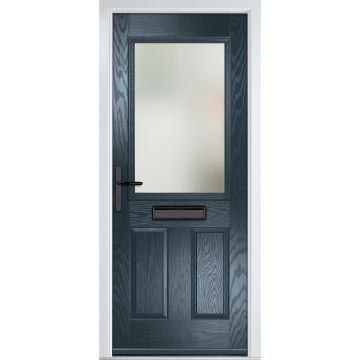 Crystal GRP Front door Lytham Anthracite Grey 890mm x 2090mm Open in Right hand Stipolytte Glass