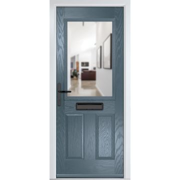 Crystal GRP Front door Lytham Slate Grey 920mm x 2090mm Open in Right hand Clear Glass